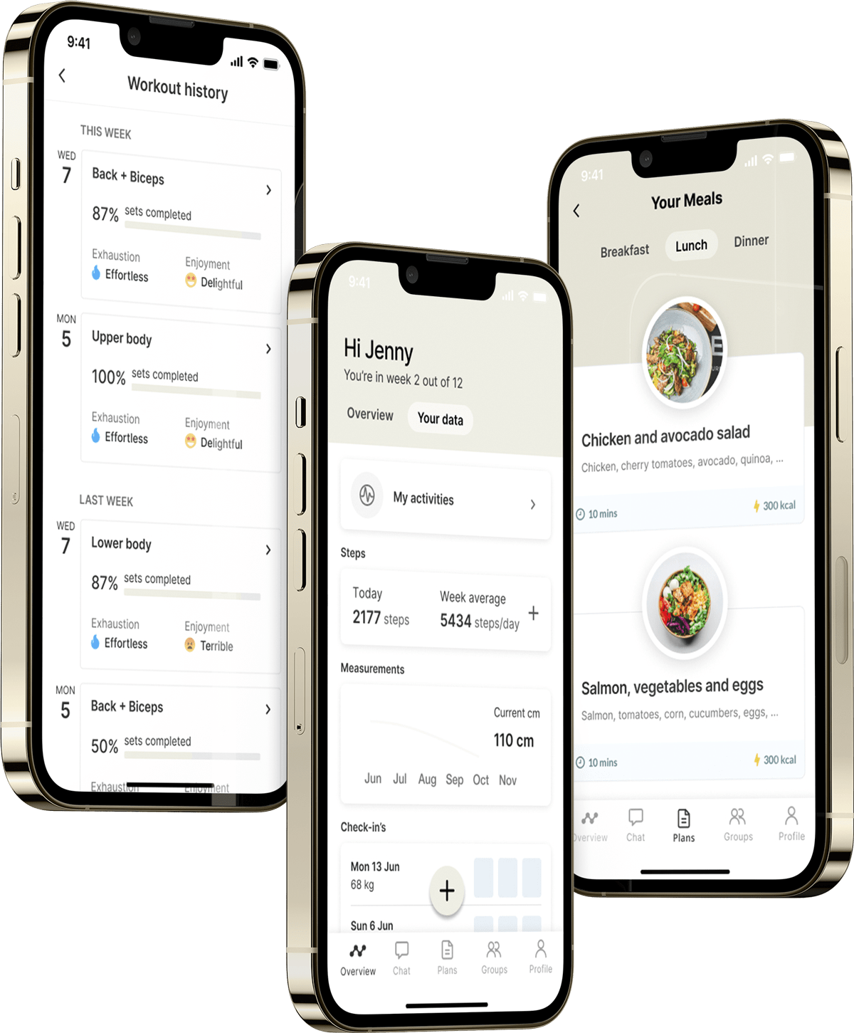 A mockup of the coaching app showcasing the features.